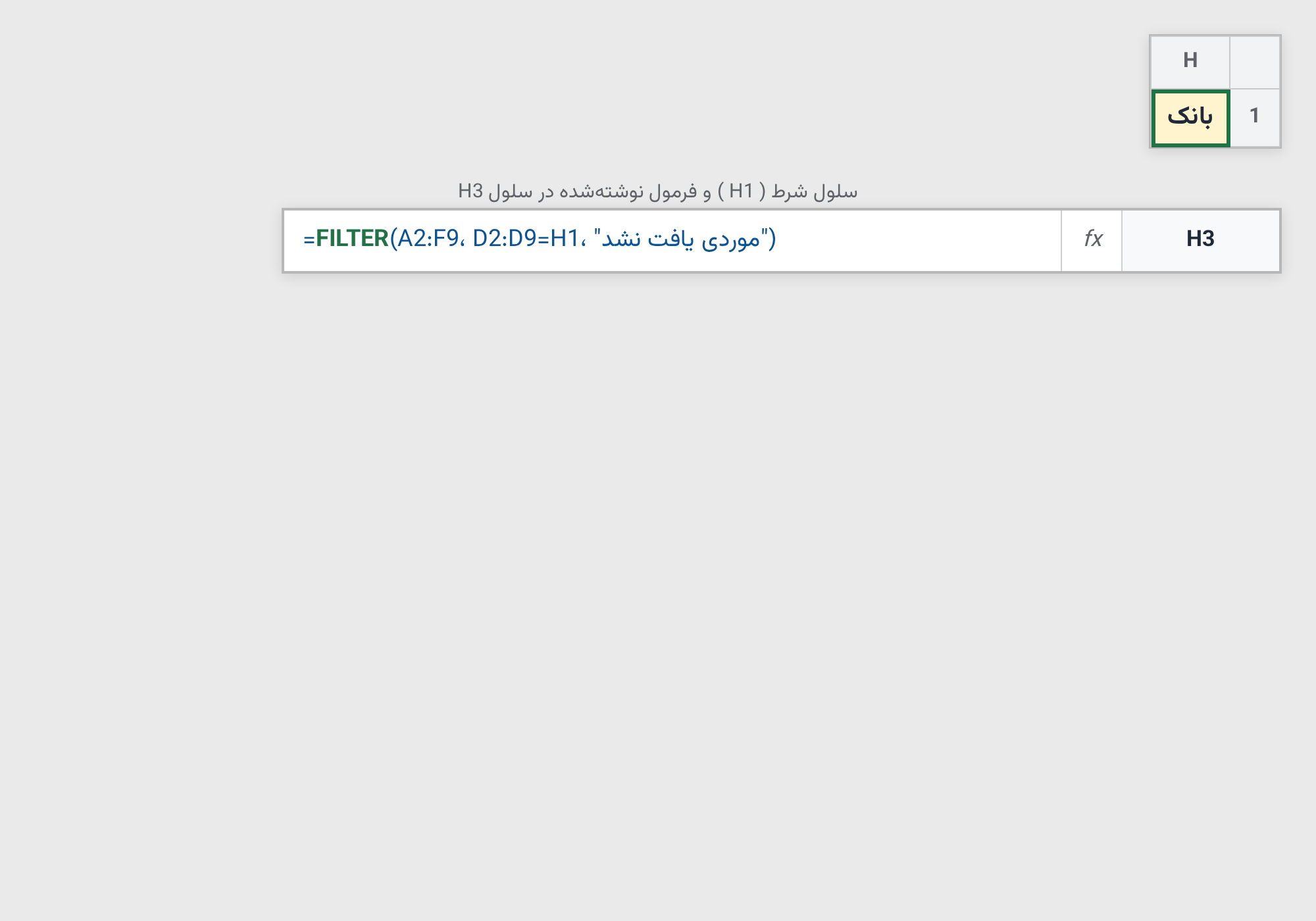 فرمول تابع FILTER برای تهیه گزارش گردش کل حساب در اکسل